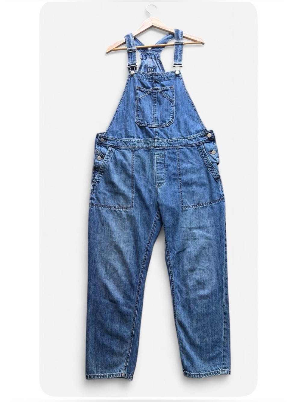 Gap Denim Overalls Sz Large Medium Wash Blue
